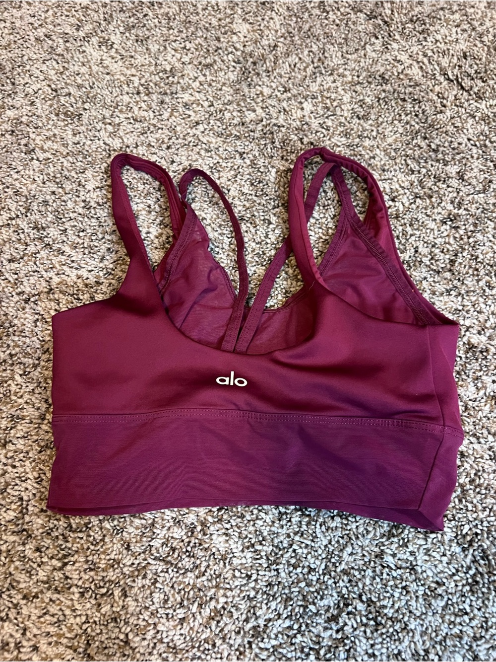 ALO Yoga Double-Strap Sports Bra in Wine